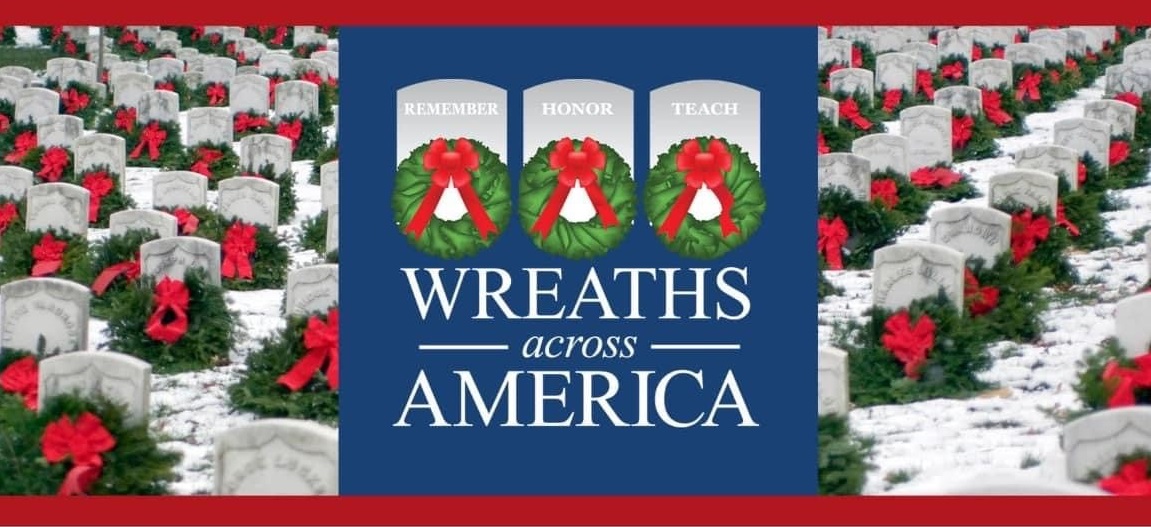 Wreaths laying on tombstones belonging to military