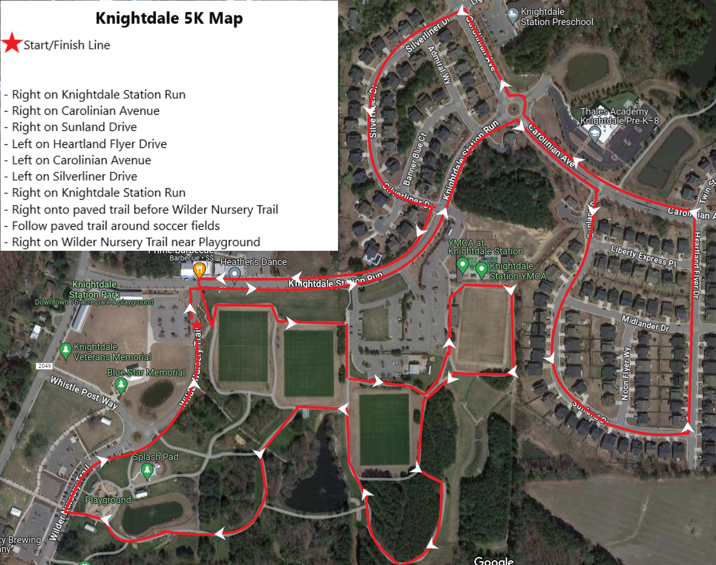 Turkey Leg 5K Course Map