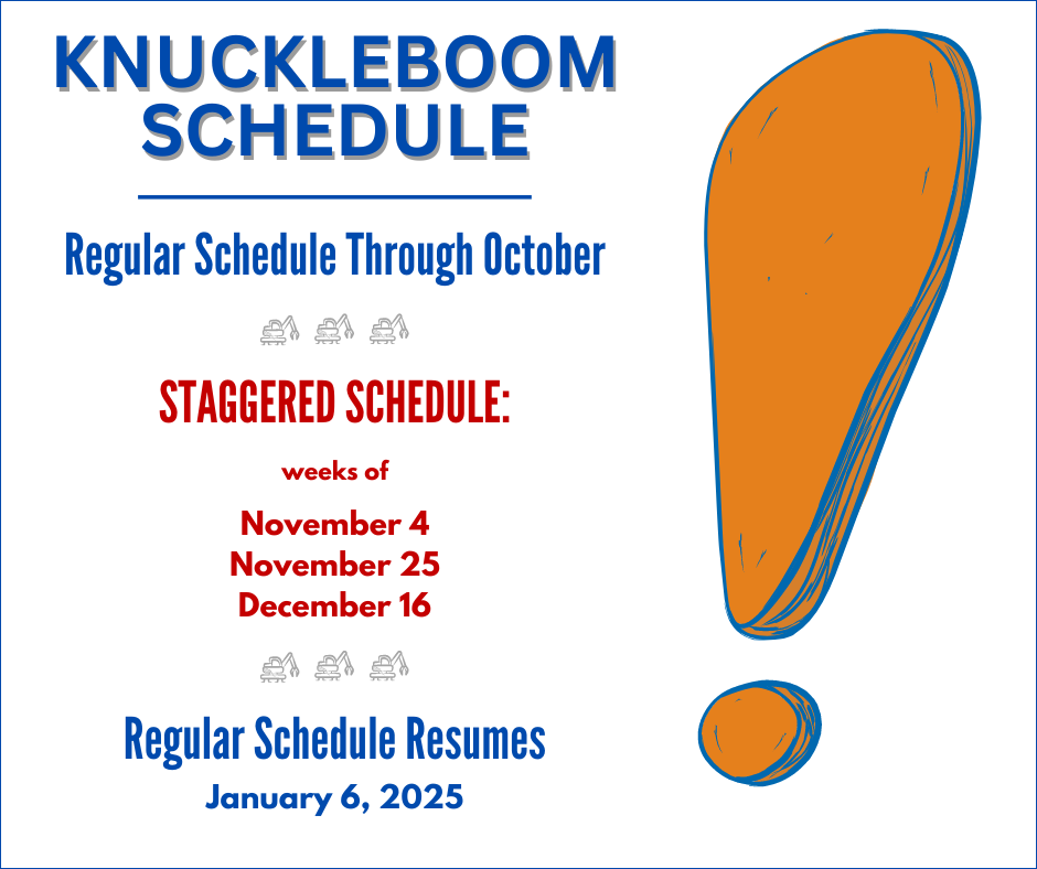 Schedule for Knightdale Knuckleboom Truck Route, 2024-2025